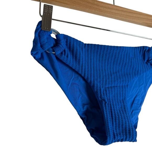 Becca Jocelyn Blue Ribbed O-Ring Two Piece Bikini Swimsuit Set Size Small - Picture 11 of 15